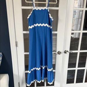 SHEIN Blue Maxi Dress with White Trim